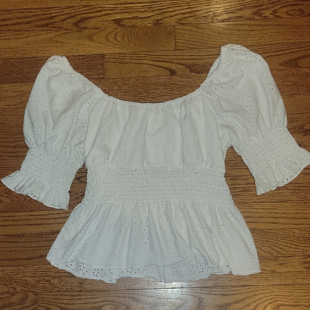 White Eyelet Women's Top - Picture 3 of 5